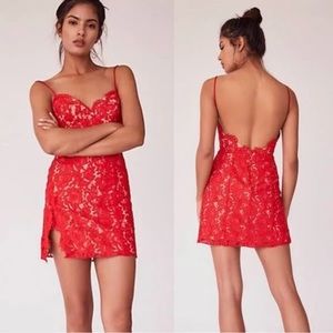 NWOT Fame and Partners x Free People Red Lace Dress